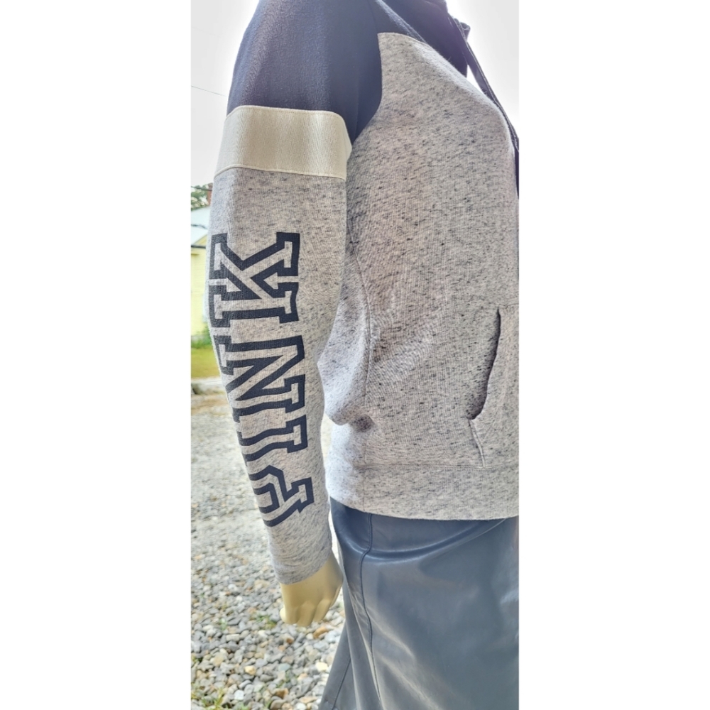 Pink Victoria's Secret Sweatshirt Hoodie, Long Sleeves, Gray/Black, XS - Picture 10 of 11